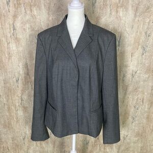 Ann Taylor Women’s Sz 18 Hidden 3 Button Blazer Dark Grey Stretch NWT